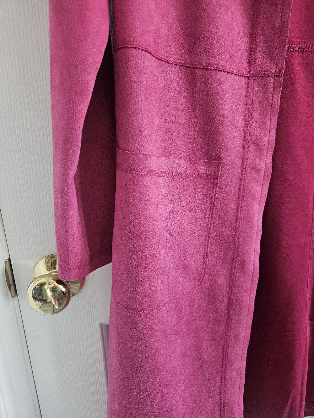 NWOT Solitaire Pink Faux Suede Longline Duster Open Front Cardigan/Jacket - Picture 4 of 10